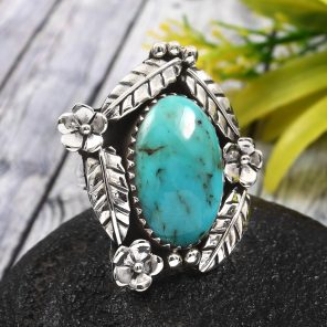 Kingman Turquoise Size US 7 925 Sterling Silver Ring (RS62-138)