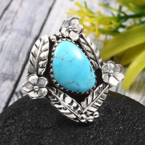Arizona Turquoise Size US 8 925 Sterling Silver Ring (RS62-120)
