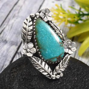 Kingman Turquoise Size US 8 925 Sterling Silver Ring (RS62-140)