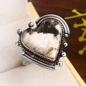 White Buffalo Turquoise Size US 9 925 Sterling Silver Ring (RS114-291)