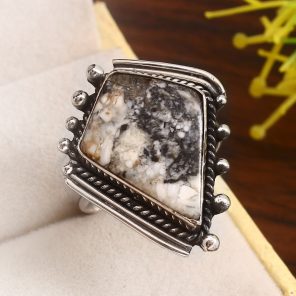 White Buffalo Turquoise Size US 9 925 Sterling Silver Ring (RS114-289)