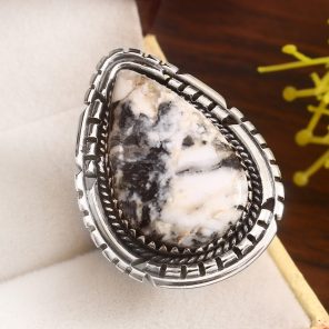 White Buffalo Turquoise Size US 9 925 Sterling Silver Ring (RS114-286)