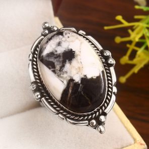 White Buffalo Turquoise Size US 11 925 Sterling Silver Ring (RS114-305)