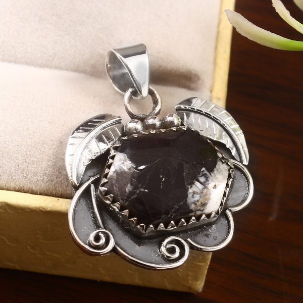 White Buffalo Turquoise 1.25" 925 Sterling Silver Pendant (RS114-324)