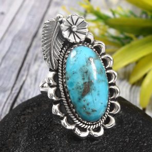 Morenci Turquoise Size US 8 925 Sterling Silver Ring (REXT35-138)