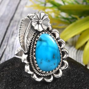 Morenci Turquoise Size US 9 925 Sterling Silver Ring (REXT35-142)
