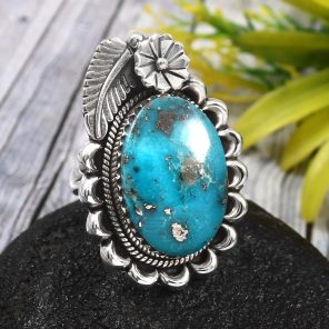 Morenci Turquoise Size US 7 925 Sterling Silver Ring (REXT35-143)