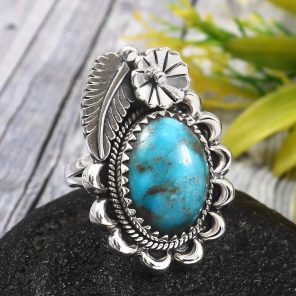 Morenci Turquoise Size US 9 925 Sterling Silver Ring (REXT35-141)