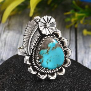 Kingman Turquoise Size US 8 925 Sterling Silver Ring (REXT35-137)