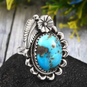 Morenci Turquoise Size US 10 925 Sterling Silver Ring (REXT35-145)