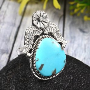 Morenci Turquoise Size US 10 925 Sterling Silver Ring (REXT35-26)
