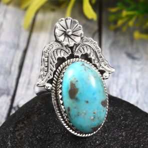Morenci Turquoise Size US 9 925 Sterling Silver Ring (REXT35-30)