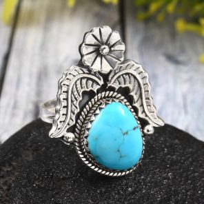 Arizona Turquoise Size US 8 925 Sterling Silver Ring (REXT35-39)