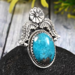 Morenci Turquoise Size US 8 925 Sterling Silver Ring (REXT35-31)