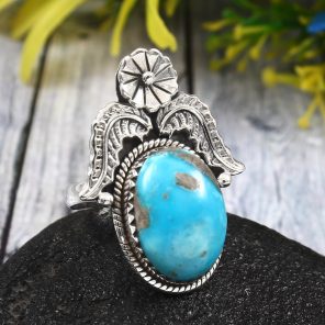 Morenci Turquoise Size US 9 925 Sterling Silver Ring (REXT35-28)