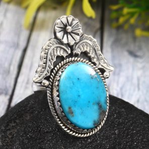 Morenci Turquoise Size US 9 925 Sterling Silver Ring (REXT35-29)