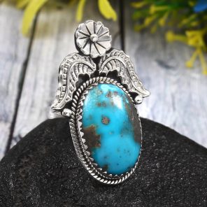 Morenci Turquoise Size US 6 925 Sterling Silver Ring (REXT35-34)