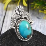 Kingman Turquoise Size US 8 925 Sterling Silver Ring (REXT35-24)