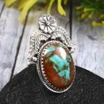 Kingman Turquoise Size US 7 925 Sterling Silver Ring (REXT35-23)