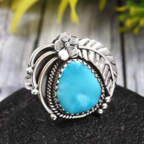Arizona Turquoise Size US 6 925 Sterling Silver Ring (REXT35-75)