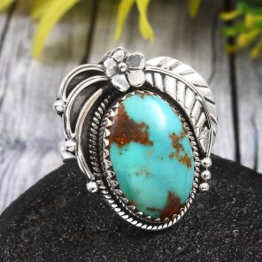Kingman Turquoise Size US 7 925 Sterling Silver Ring (REXT35-62)