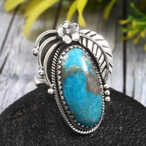 Morenci Turquoise Size US 9 925 Sterling Silver Ring (REXT35-83)