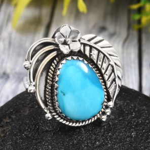 Arizona Turquoise Size US 8 925 Sterling Silver Ring (REXT35-73)
