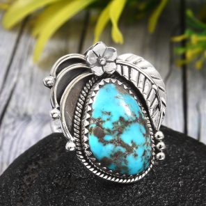 Morenci Turquoise Size US 10 925 Sterling Silver Ring (REXT35-86)