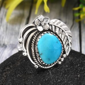 Arizona Turquoise Size US 6 925 Sterling Silver Ring (REXT35-76)