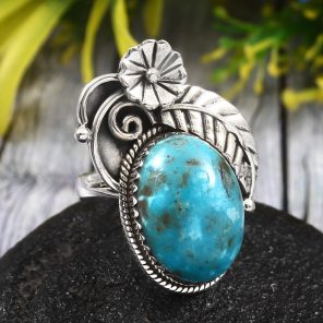 Morenci Turquoise Size US 7 925 Sterling Silver Ring (REXT35-50)