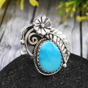 Arizona Turquoise Size US 10 925 Sterling Silver Ring (REXT35-42)
