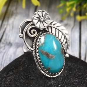 Morenci Turquoise Size US 9 925 Sterling Silver Ring (REXT35-53)