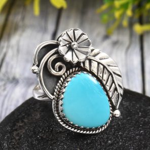 Arizona Turquoise Size US 8 925 Sterling Silver Ring (REXT35-46)