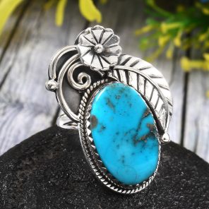 Morenci Turquoise Size US 7 925 Sterling Silver Ring (REXT35-51)