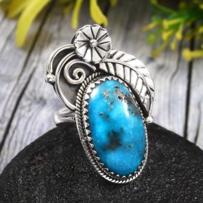 Morenci Turquoise Size US 10 925 Sterling Silver Ring (REXT35-55)