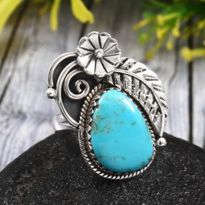Arizona Turquoise Size US 9 925 Sterling Silver Ring (REXT35-44)