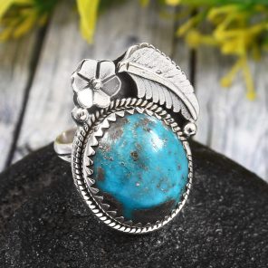 Morenci Turquoise Size US 7 925 Sterling Silver Ring (REXT35-4)