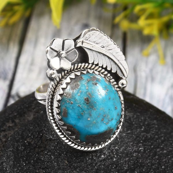 Morenci Turquoise Size US 7 925 Sterling Silver Ring (REXT35-4)