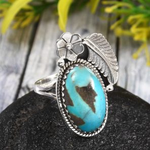 Morenci Turquoise Size US 9 925 Sterling Silver Ring (REXT35-8)