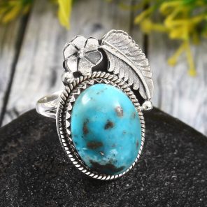 Morenci Turquoise Size US 7 925 Sterling Silver Ring (REXT35-5)
