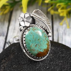 Kingman Turquoise Size US 8 925 Sterling Silver Ring (REXT35-18)