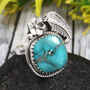 Morenci Turquoise Size US 6 925 Sterling Silver Ring (REXT35-1)