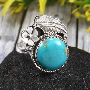 Arizona Turquoise Size US 9 925 Sterling Silver Ring (REXT35-11)