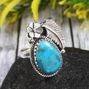 Morenci Turquoise Size US 6 925 Sterling Silver Ring (REXT35-3)
