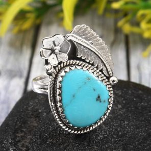 Arizona Turquoise Size US 7 925 Sterling Silver Ring (REXT35-12)
