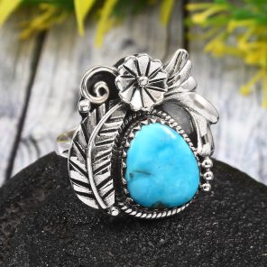 Arizona Turquoise Size US 8 925 Sterling Silver Ring (REXT35-113)