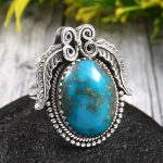 Morenci Turquoise Size US 9 925 Sterling Silver Ring (REXT35-153)