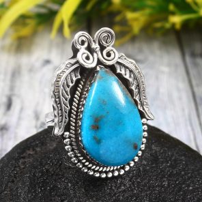 Morenci Turquoise Size US 9 925 Sterling Silver Ring (REXT35-154)