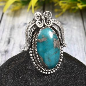 Morenci Turquoise Size US 10 925 Sterling Silver Ring (REXT35-148)