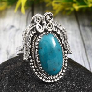 Morenci Turquoise Size US 10 925 Sterling Silver Ring (REXT35-149)